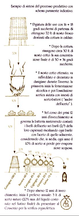 schema sintetico produzione aceto balsamico tradizionale RE